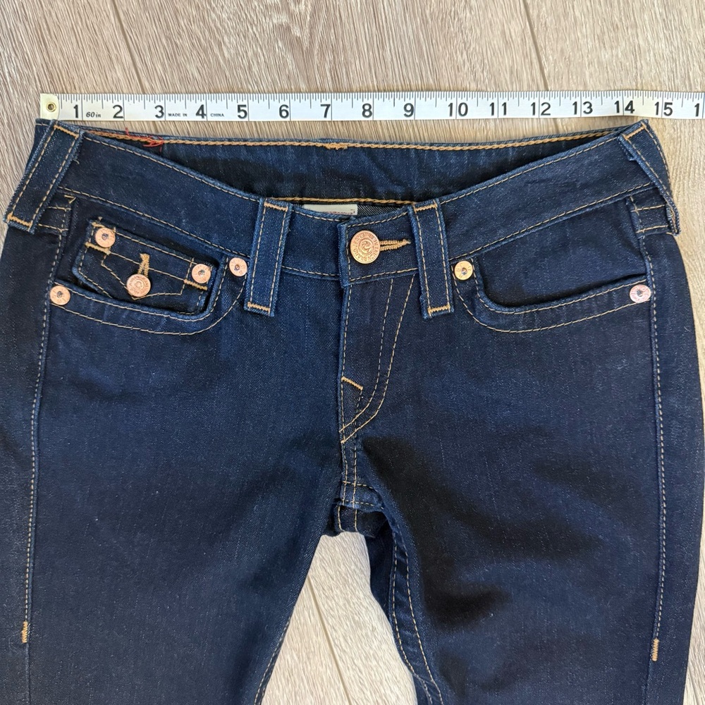 True Religion Joey Flare Denim Jeans Women Dark Blue Y2K USA Dark Blue Jeans 27 - Picture 4 of 11